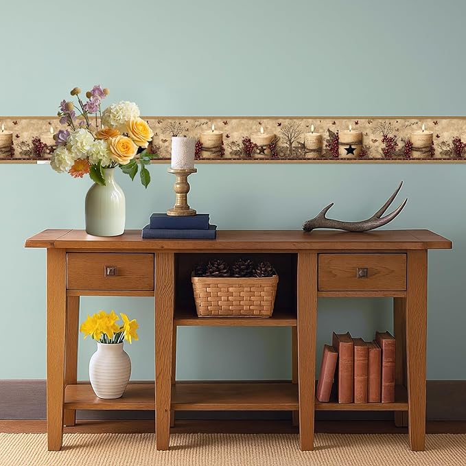 Rustic Farmhouse Wallpaper Border Peel and Stick 196x4 Inch Removable Wall
