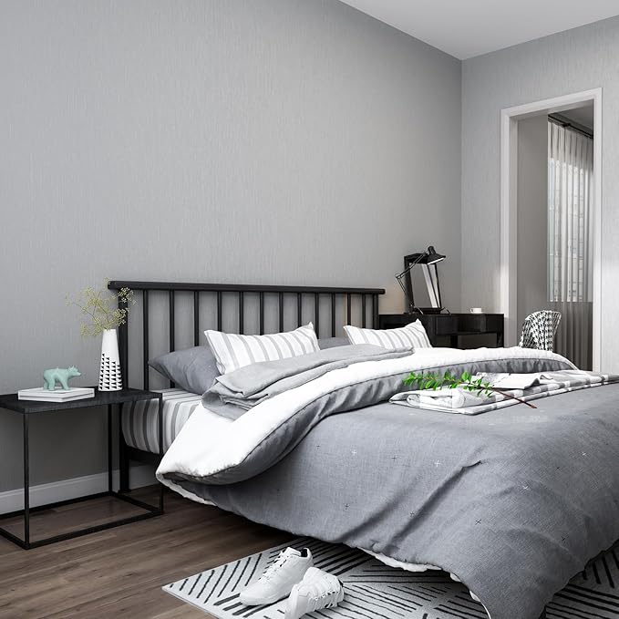 FUKU MON 23.6" X 393" Light Gray Wallpaper Peel and Stick Contact Paper Solid