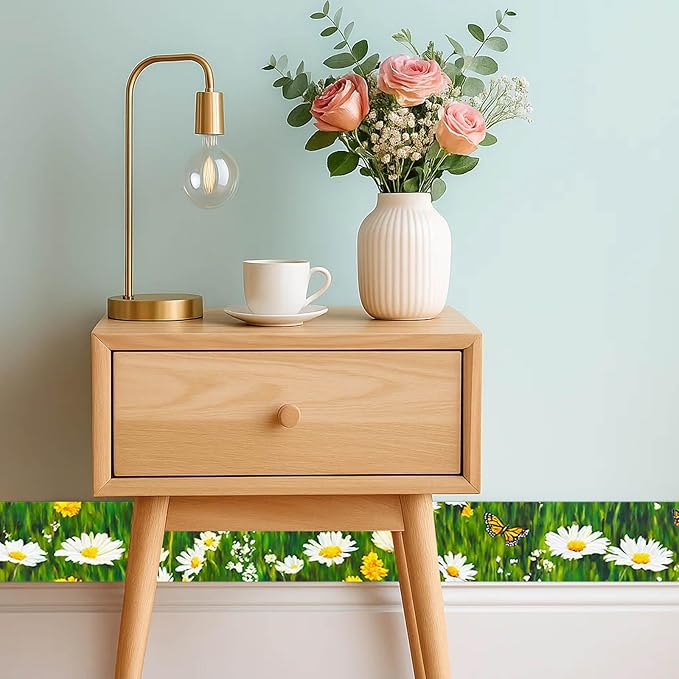IVN Wallpaper Border Peel and Stick Decorative Wall Trim Self Adhesive Daisy