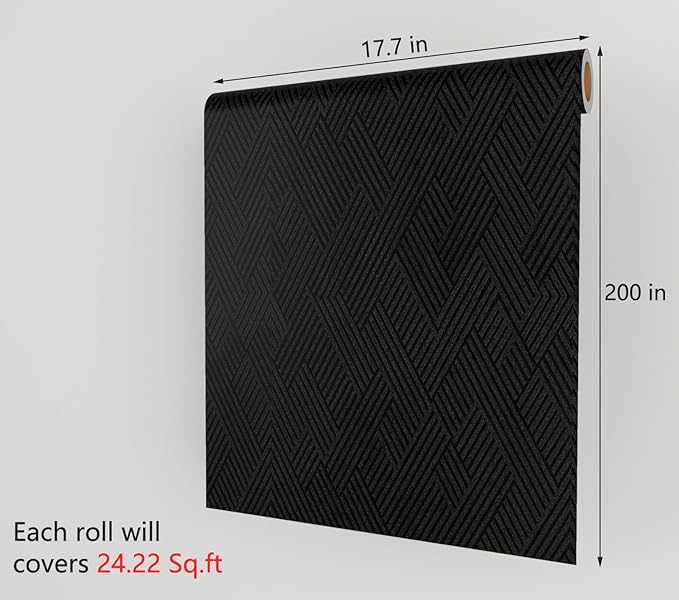 Decotalk Black Textured Geometric Peel and Stick Wallpaper