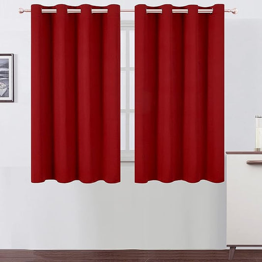 LEMOMO Red Blackout Curtains/52 x 45 Inch Length Kids Curtains/Set of 2 Panels