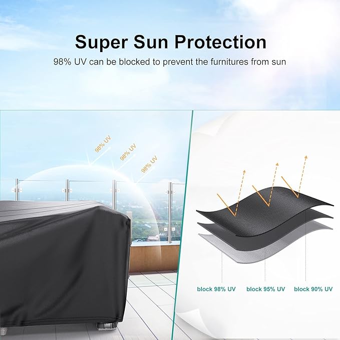 Patio Furniture Covers, Heavy Duty Outdoor Furniture Cover Waterproof, Sectional Sofa Set Covers Table and Chair Set Cover, 98"L×78"W×30"H