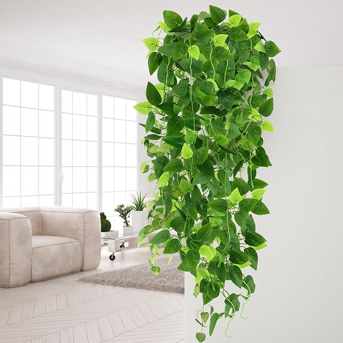 CEWOR 4pcs Artificial Hanging Plants 2.9ft Fake Ivy Vine Fake Ivy Leaves
