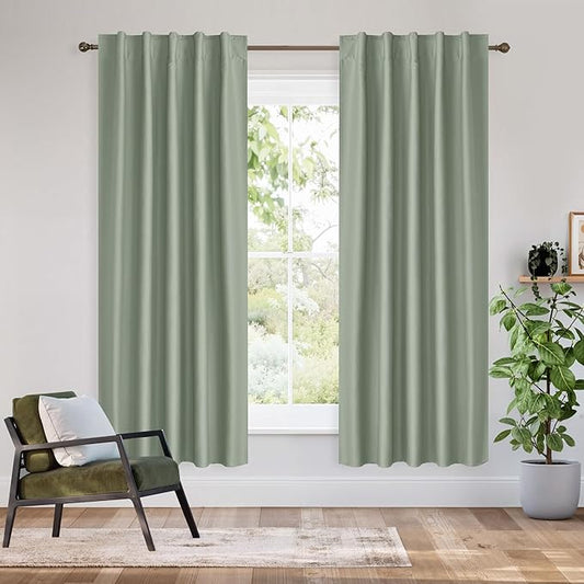 RYB HOME Bedroom Blackout Curtains 63 inches Long, 100% Blackout Thermal