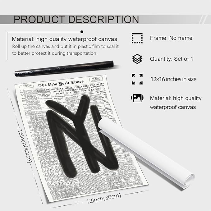 noxozoqm Black and White Newspaper Wall Art Vintage New York City Poster Trendy