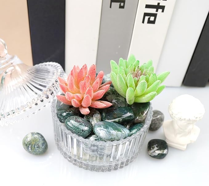 QINJIEJIE 0.9LBS Aquatic Agate Polished Stones Tumbled Crystals Bulk Gemstones Healing Crystal Rocks Set Decorative Landscape Quartz Bottom Decoration Reiki Natural Stone for Vase Meditation Gifts