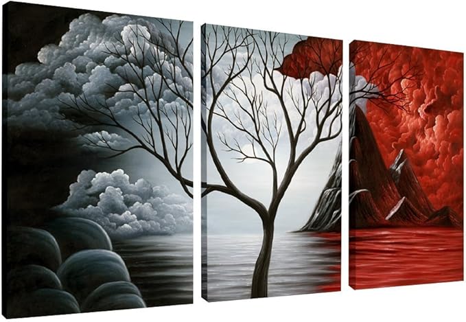 Wieco Art Extra Large The Cloud Tree Modern Gallery Wrapped Giclee Canvas Print