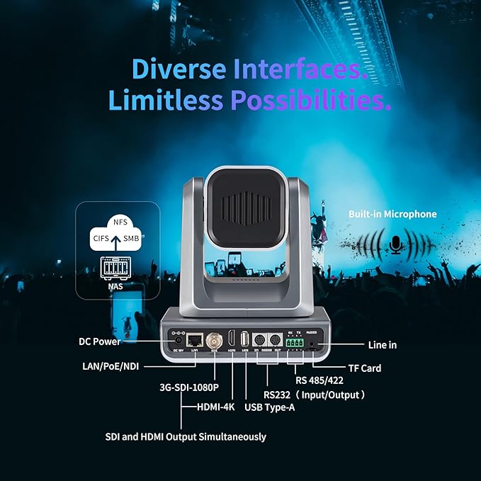 Zowietek 4K NDI|HX3(Certified) PTZ Camera PoE, 25X Optical Zoom, Simultaneous HDMI & SDI outputs, RTSP/RTMP(s)/SRT, Standalone IP Live Streaming to Youtube, Twitch for Meeting, Church, Event, Teaching