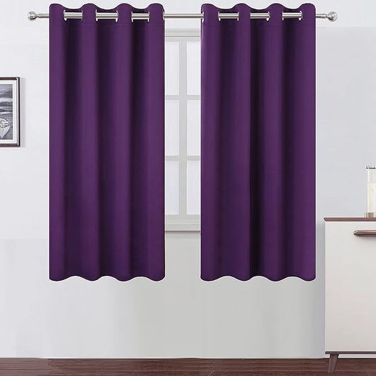 LEMOMO Blackout Curtains 52 x 63 inch/Purple Curtains Set of 2 Panels/Thermal