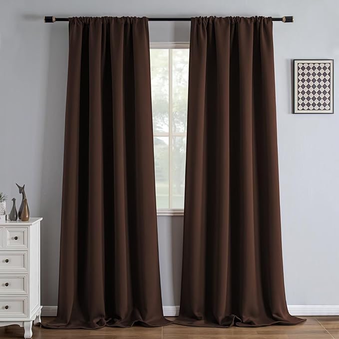 IGEMAEVE Blackout Curtains 90 Inch Length 2 Panels Set, Rod Pocket Energy