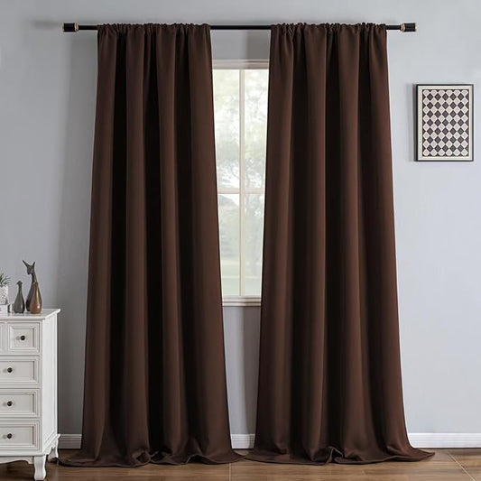 IGEMAEVE Blackout Curtains 90 Inch Length 2 Panels Set, Rod Pocket Energy
