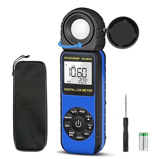 Digital Light Meter, Luxmeter Illuminance Light Meter Measure Lights 0.01~400,000 Lux (0.01~40,000 FC) Foot Candles Luxmeter with 270Âº Rotated Sensor for Plants LED Lights Indoor Outdoor Light Tester