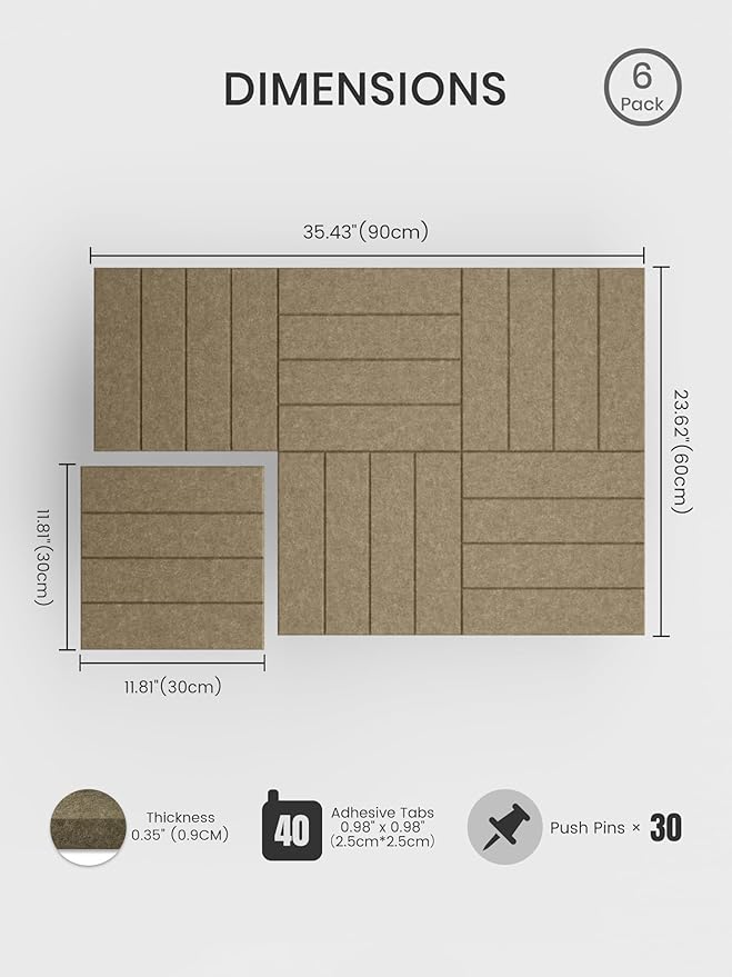Bumusty Large Cork Board Alternative-36 x 24" Felt Bulletin Board Tiles
