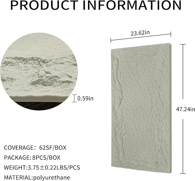 3D Faux Stone Wall Panels, Lightweight & Waterproof Accent Marble Stone Skin