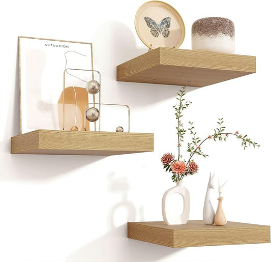 Square Floating Shelves for Wall 8"W x 8"D x 1.2"H, Small Engineered Wood Wall