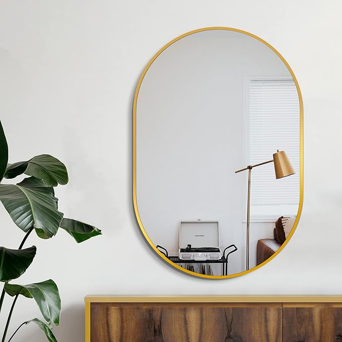 Bathroom Mirror for Wall, Metal Framed Vanity Mirror