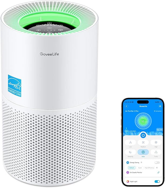 GoveeLife Air Purifiers for Home, Smart Air Purifier for Large Rooms with App & Alexa Control, Detachable Pre-filter, Covers up to 1162ftÂ², Sleep Mode for Pet Hair, Pollen, Dust and Smoke