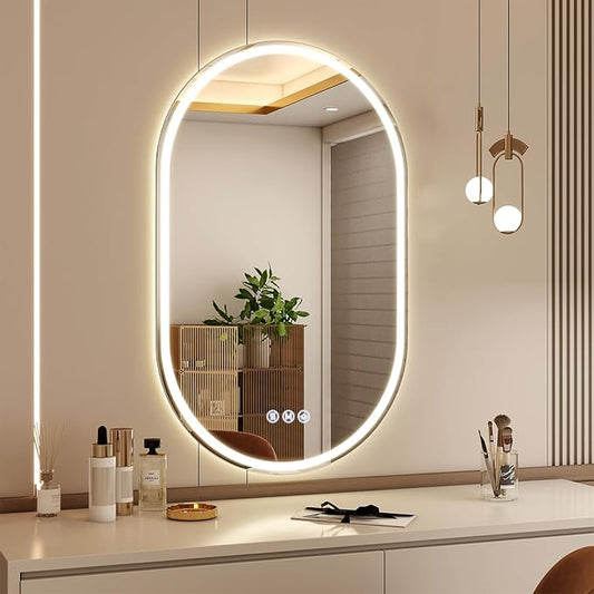 BEAUTYPEAK 36x24 LED Oval Bathroom Mirror