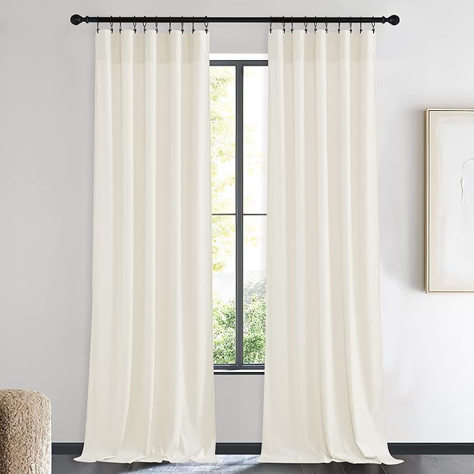 NICETOWN Ivory White Velvet Curtains 90" Length 42" Wide, Luxury and Thick