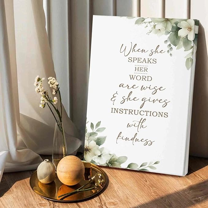 HIWX Christian Wall Decor, Sage Green Botanical Bible Verses Framed Canvas