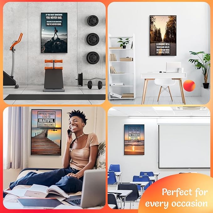 Throwbacktraits Canvas Motivational Wall Art – Set of 6 Inspirational Prints