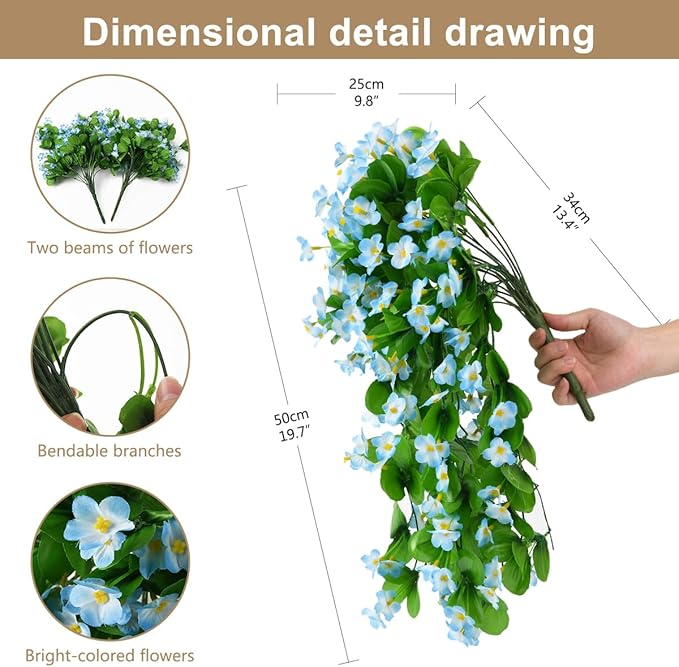 ZFProcess Artificial Fake Hanging Flowers Plants