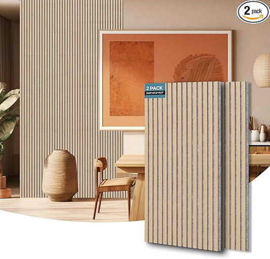 AKUMAX 2 Pack Acoustic Panels, Wood Slat