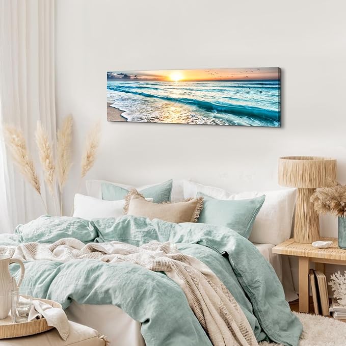 Sunrise Ocean Beach Canvas Wall Art Coastal Room Decor Nature Pictures