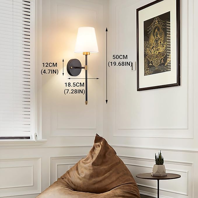 Peel and Stick Wall Sconces, Stick On Wall Sconce Set of 2, Battery Operated