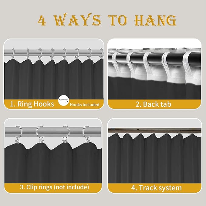 Room Divider Curtains for Ceiling Track Rod, 100% Blackout Ceiling Track