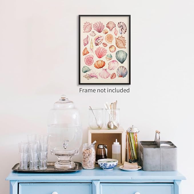 Pink Seashell Posters Coastal Cowgirl Canvas Wall Art Trendy Beach Starfish