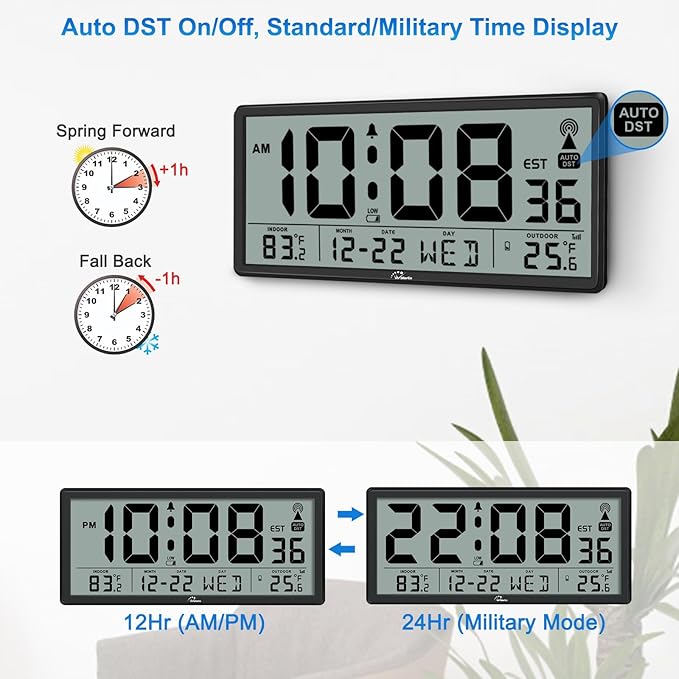 WallarGe Atomic Clock with Indoor Outdoor Temperature