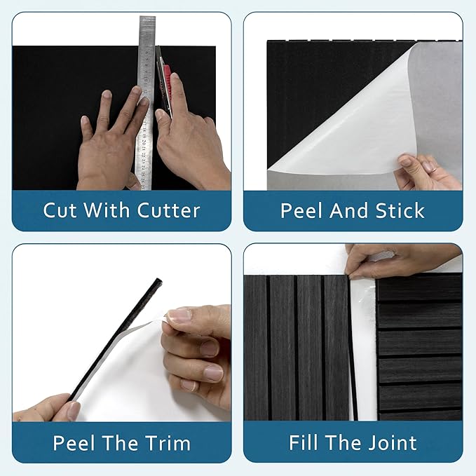 4-Piece Wood Slat Wall Panel for Interior Wall Decor Noise Cancelling 47.2" x