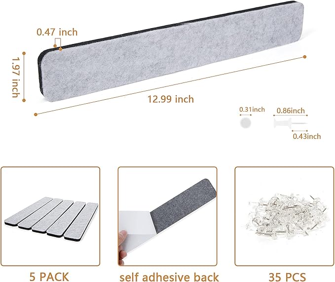 5 Pack Felt Pin Board Bar Strips Bulletin Board