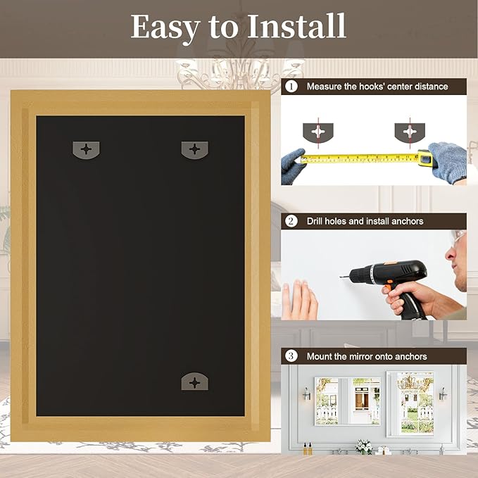 Syndra White Wood Frame Bathroom Mirror, Waterproof Slim Deep Frame,