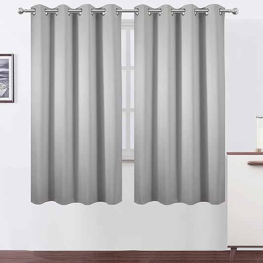 LEMOMO Light Grey Blackout Curtains 52 x 63 Inch Length/Set of 2 Curtain