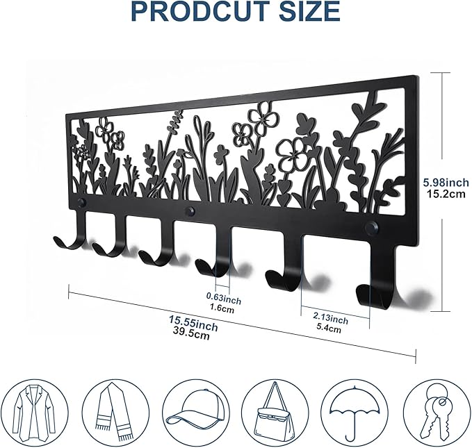 Floral Wall Mounted Coat Rack