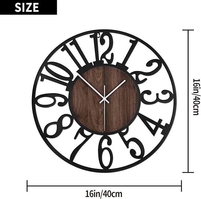1st owned Wall Clock for Living Room -16" Silent Non Ticking, Battery Operated