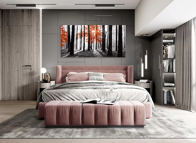 Cao Gen Decor Art S06650 Wall Art Canvas Painting Red Tree in Black and White