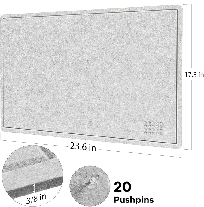 Lightomorrow Bulletin Board, 24 x 18 inches Felt Board
