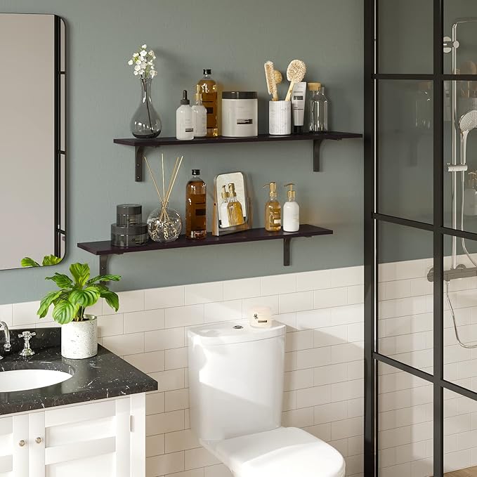 DINZI LVJ Long Wall Shelves, 39.4Inch Wall Mounted Shelves Set of 2, Extra