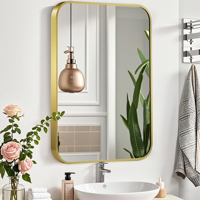 20x30 Inch Gold Mirror, Framed Rectangle Mirror