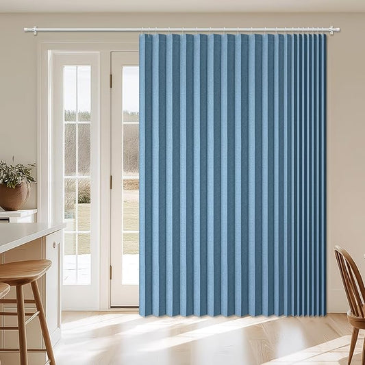 AJAZZ Blackout Accordion Door Curtain 98"x106" Blue