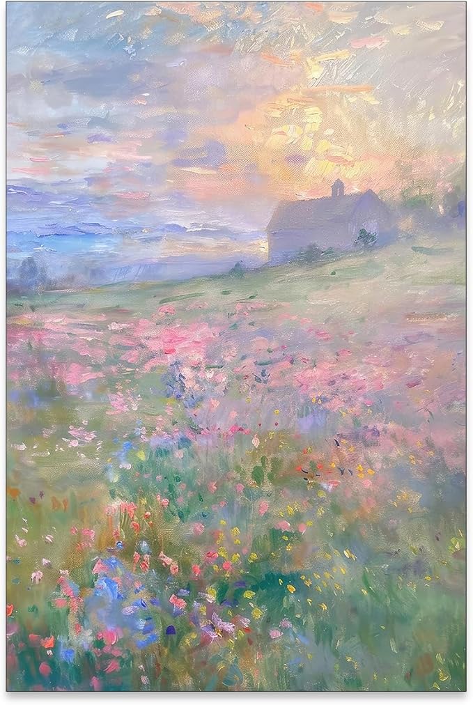 rumlud Pastel Nature Floral Poster Vintage French Country Landscape Wall Art