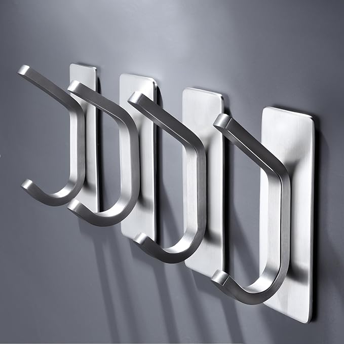DELITON Adhesive Towel Hooks for Bathroom