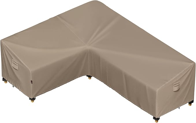 iBirdie Outdoor Patio Furniture Cover fit 87" x 112", 85" x 110", 84" x 108" L-Shaped Sectional Sofa, Waterproof Weatherproof Heavy Duty 600D Garden Cover for Outside L Shape Couch, Brown