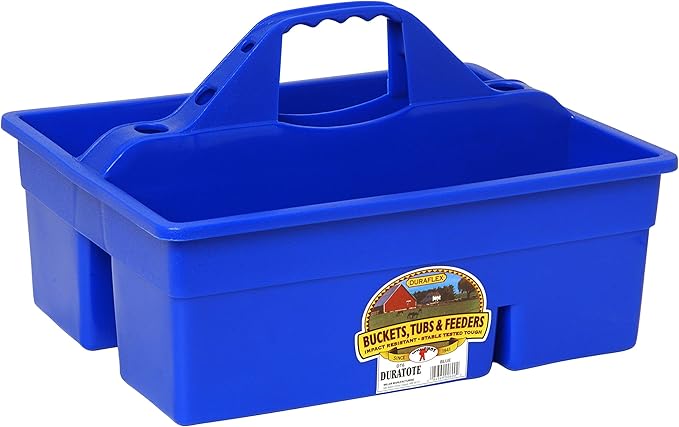 Little GiantÂ® Plastic DuraTote | Horse Grooming DuraTote | Durable Tote Box Organizer with Easy Grip Handle | Extra Thick Sidewalls | Blue
