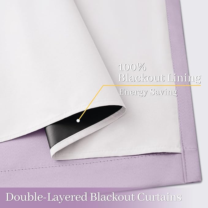 Yakamok 100% Blackout Curtain Panels 84 inches Cold and Light Blocking Drapes