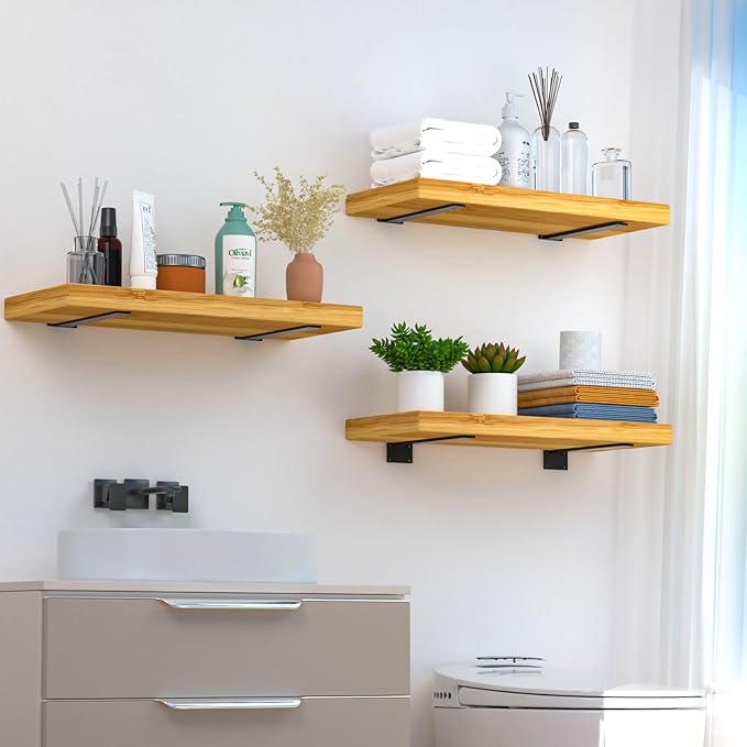 8 Pack - 14 inch Black Hidden L Shelf Bracket Iron Floating Shelf Brackets