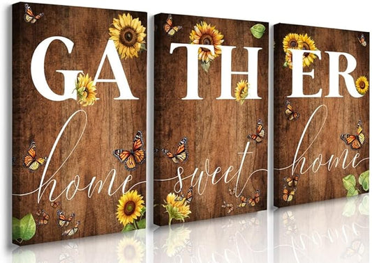 GUBIYU Rustic Farmhouse Dining Room Decor Cute Gather Signs